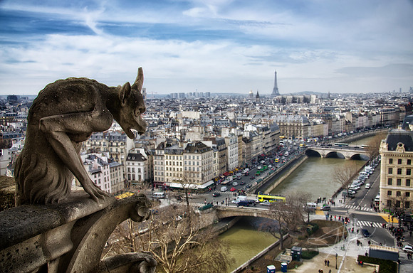 Notre Dame - Gargoyle overlooking the city